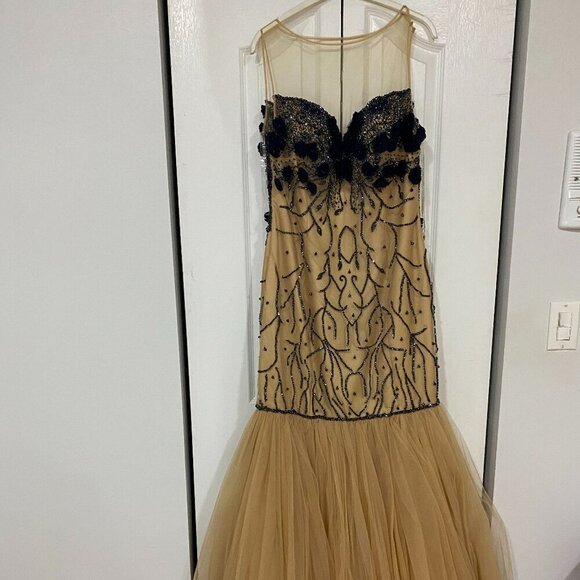 NWT Tarik Ediz MTE92390 Satin Prom Dress Blue Size 2 - Picture 7 of 8